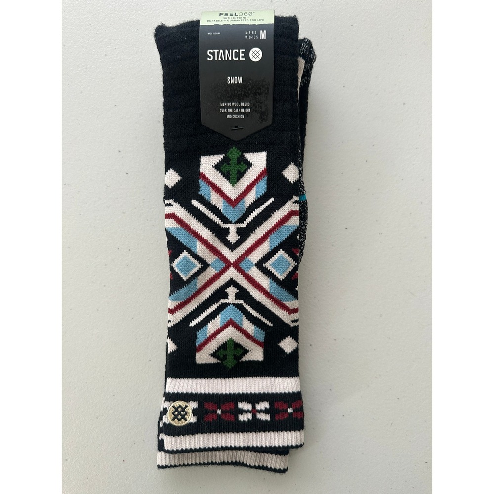 Stance Konsburgh 2 Snow Socks Black Merino Wool Blend Mid Cushion Unisex M NEW
